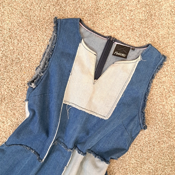 Y2k Vintage Nanette Lepore Patchwork Denim Sleeveless Dress Size SmallY2k Brit - Picture 2 of 4